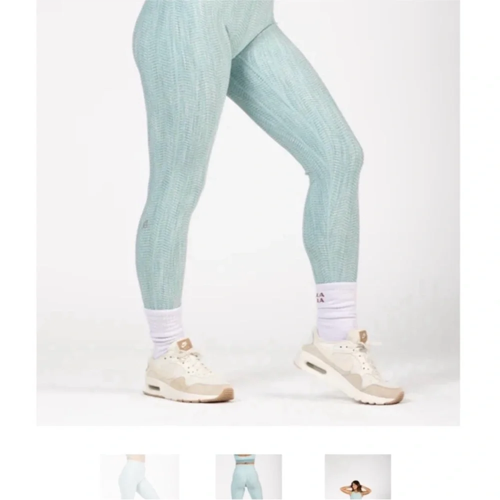P'tula Peak Sculpt Textured Teal High-Waist Leggings herringbone - Picture 3 of 4